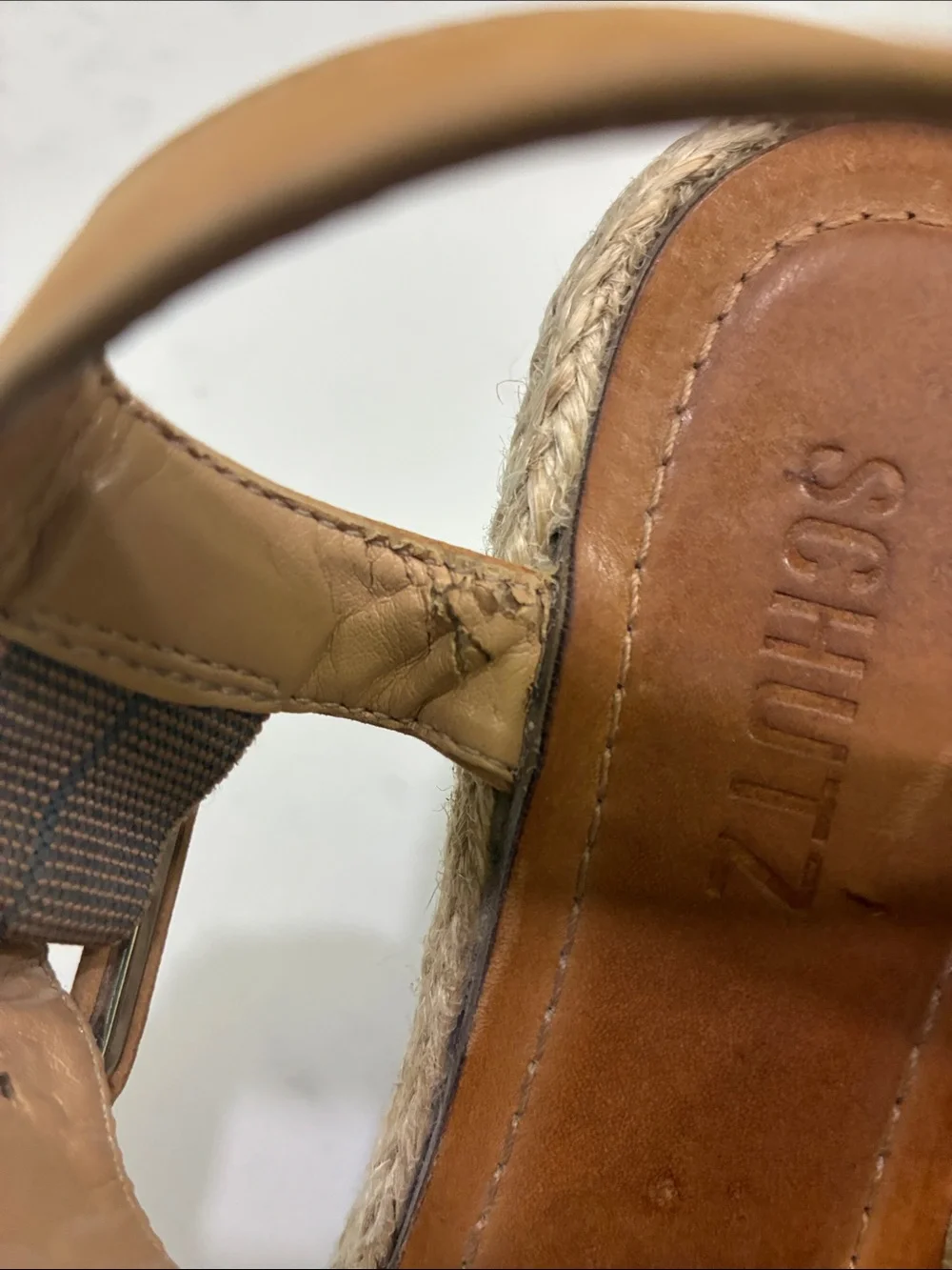 SCHUTZ Tan Espadrille Platform Wedge Sandals 6
